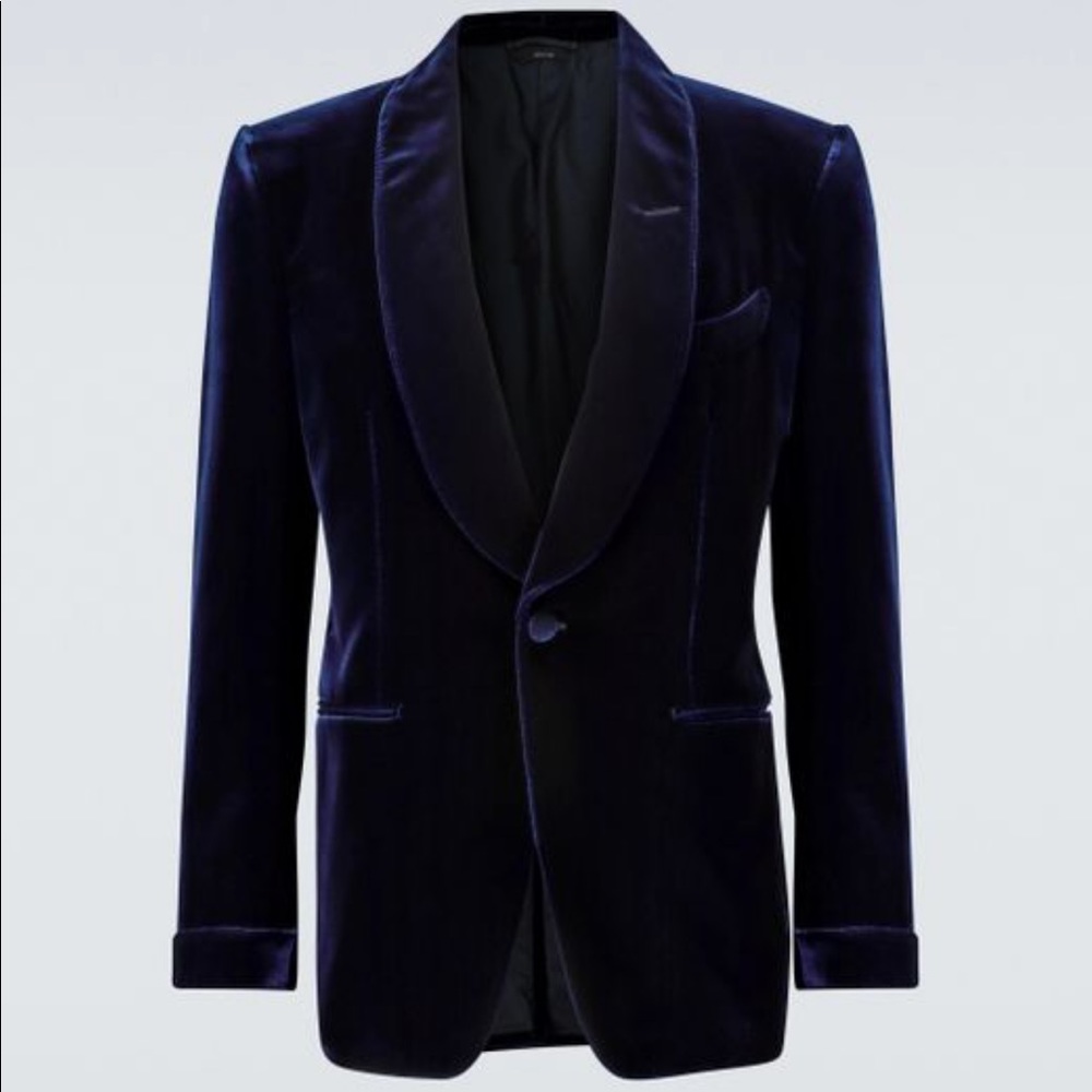 NEW🔥 Tom Ford Men's Blue Shelton Velvet Cocktail Blazer💙